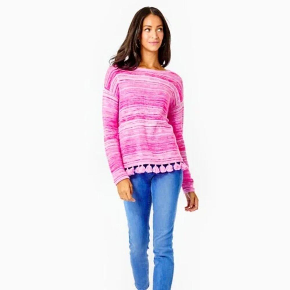 NWT Lilly Pulitzer Jody Relaxed Shoulder Striped Marl Plumeria Pink XXS
